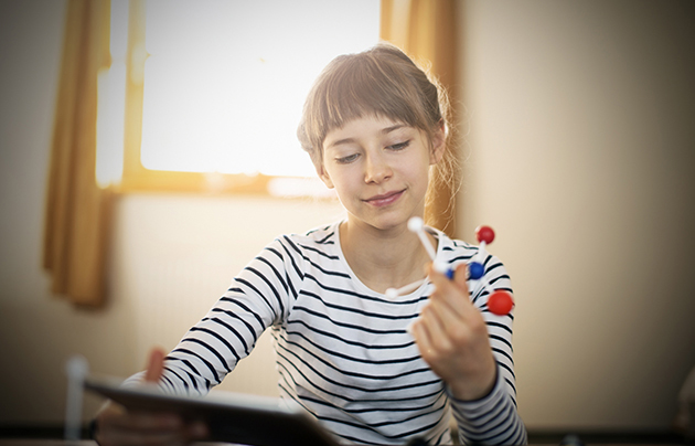 Picture of girl and methane molecule